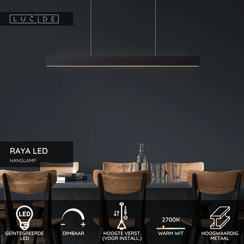 Lucide RAYA LED - Hanglamp - LED Dimb. - 1x36W 2700K - Zwart - USP